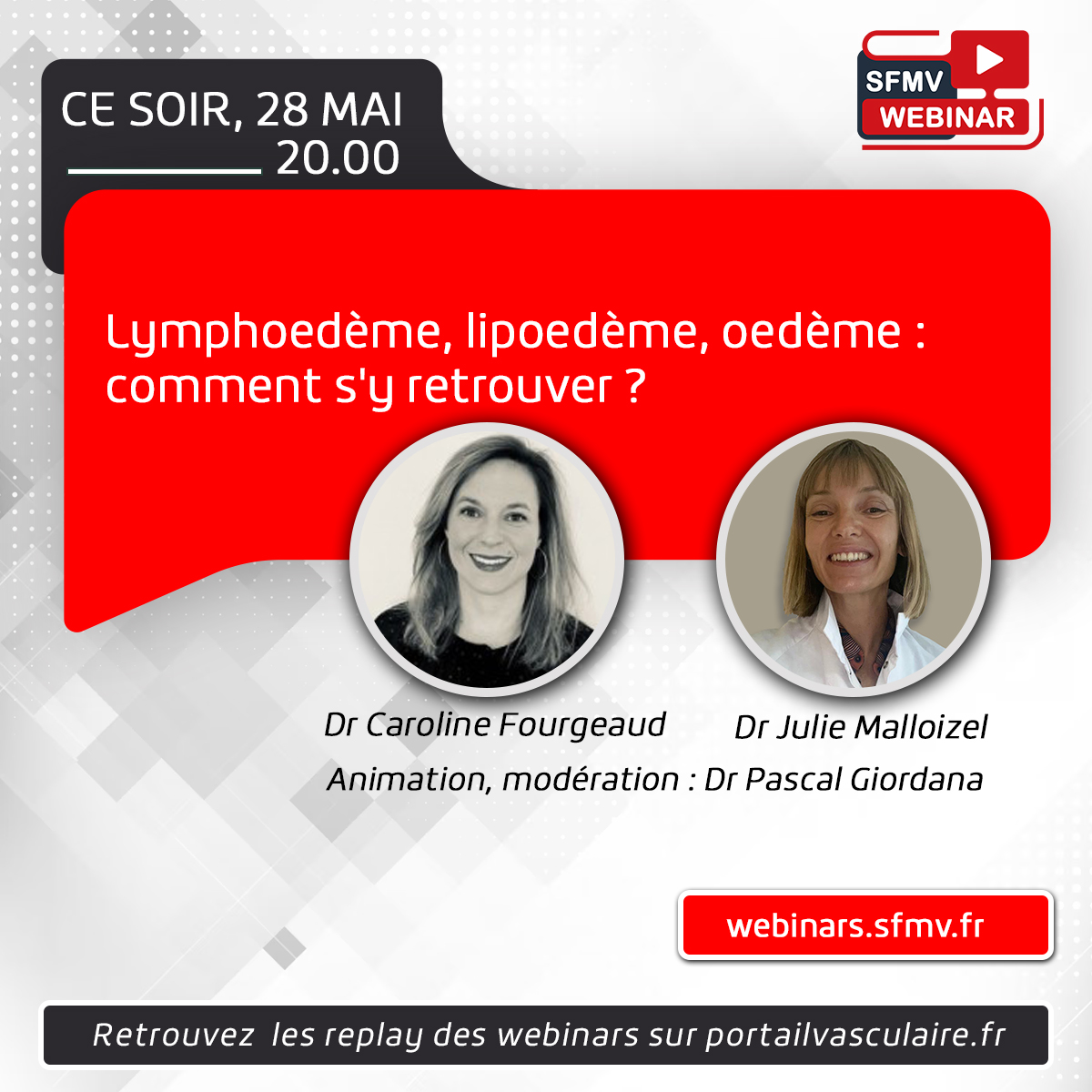 Rendez-vous webinar ce soir à 20.00 avec 2 expertes pour nous aider avec le lymphoedème le lipoedème et l'oedème webinars.sfmv.fr @ALymphoedeme