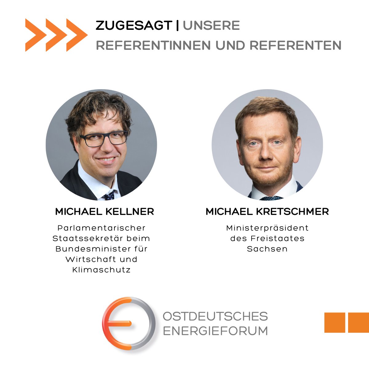 ✴ Die ersten Referenten stehen fest! Wir freuen uns über die Zusage von Michael Kellner, Parlamentarischer Staatssekretär beim Bundesminister für #Wirtschaft und #Klimaschutz und <a href="/MPKretschmer/">Michael Kretschmer</a>, Ministerpräsident des Freistaates #Sachsen! Infos: ostdeutsches-energieforum.de #OEF24