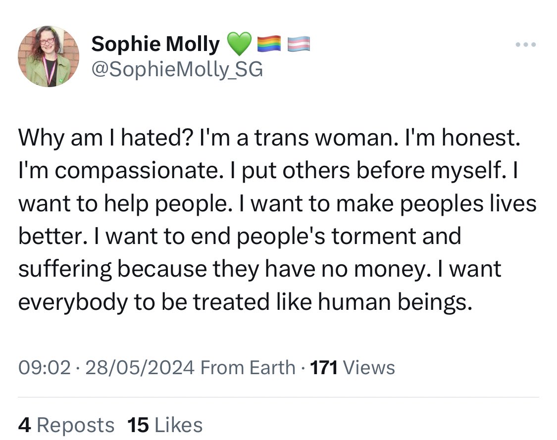 Calling yourself a woman is dishonest Denying women female rape crisis is not compassionate Using women’s spaces is putting your wants above women’s needs I hope it is true the @scottishgreens have deselected you, you belong nowhere near politics Get help
