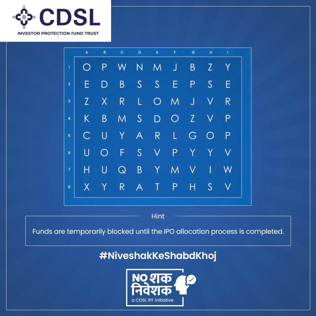 Did you find it? Before diving into the process of filing an IPO, starting here is crucial. ​
​
Watch out #NoShakNiveshak series to delve deeper . ​
Click here: youtu.be/ZtU-ogY3fsc?si…
​
#NiveshakKeShabdKhoj #CDSLIndia #AtmanirbharNiveshak #CDSL #CDSLIPF #sharemarket #stockmarket