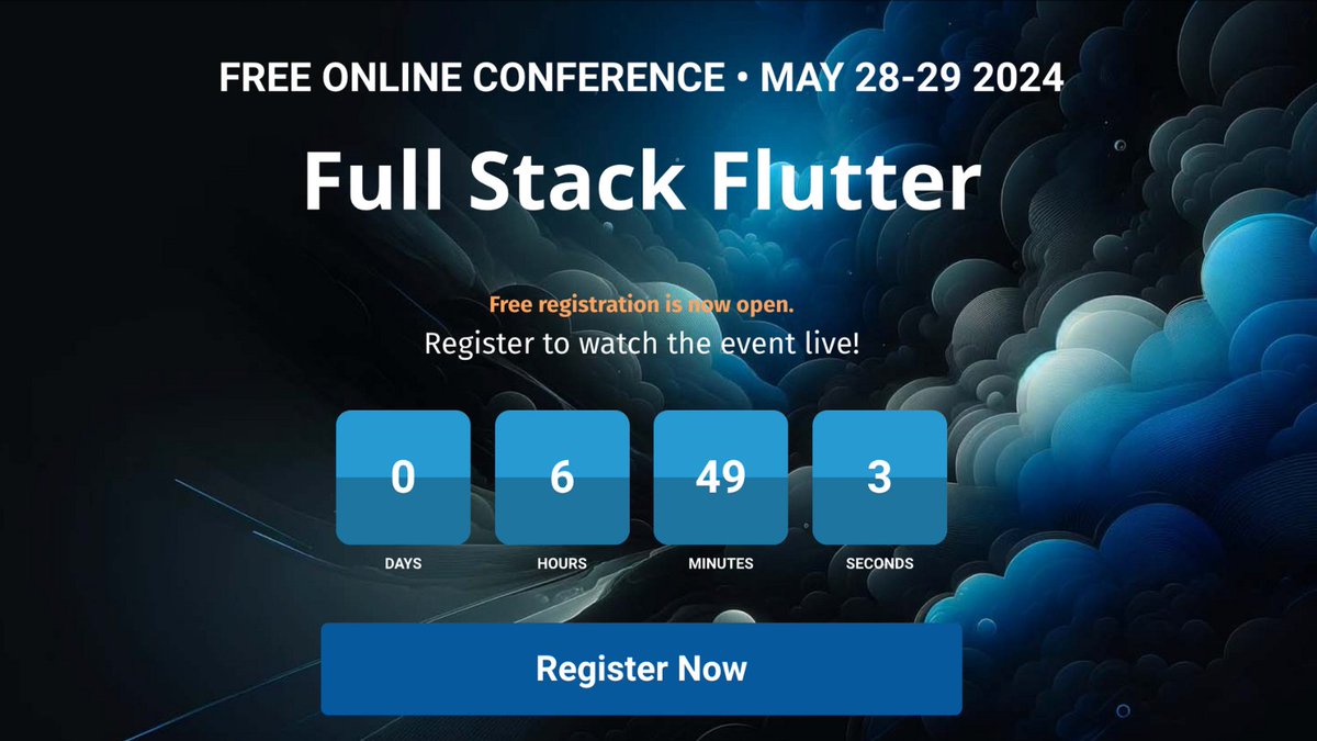 codemagicio's tweet image. Today is the day! 🥳 Last chance to sign up for the FREE online Full Stack Flutter conference. Don&apos;t miss out on this amazing opportunity to learn and connect with Flutter experts! 🚀✨

Sign up to watch live: 👉 fullstackflutter.dev

@FSFlutterConf 
#FullStackFlutter…