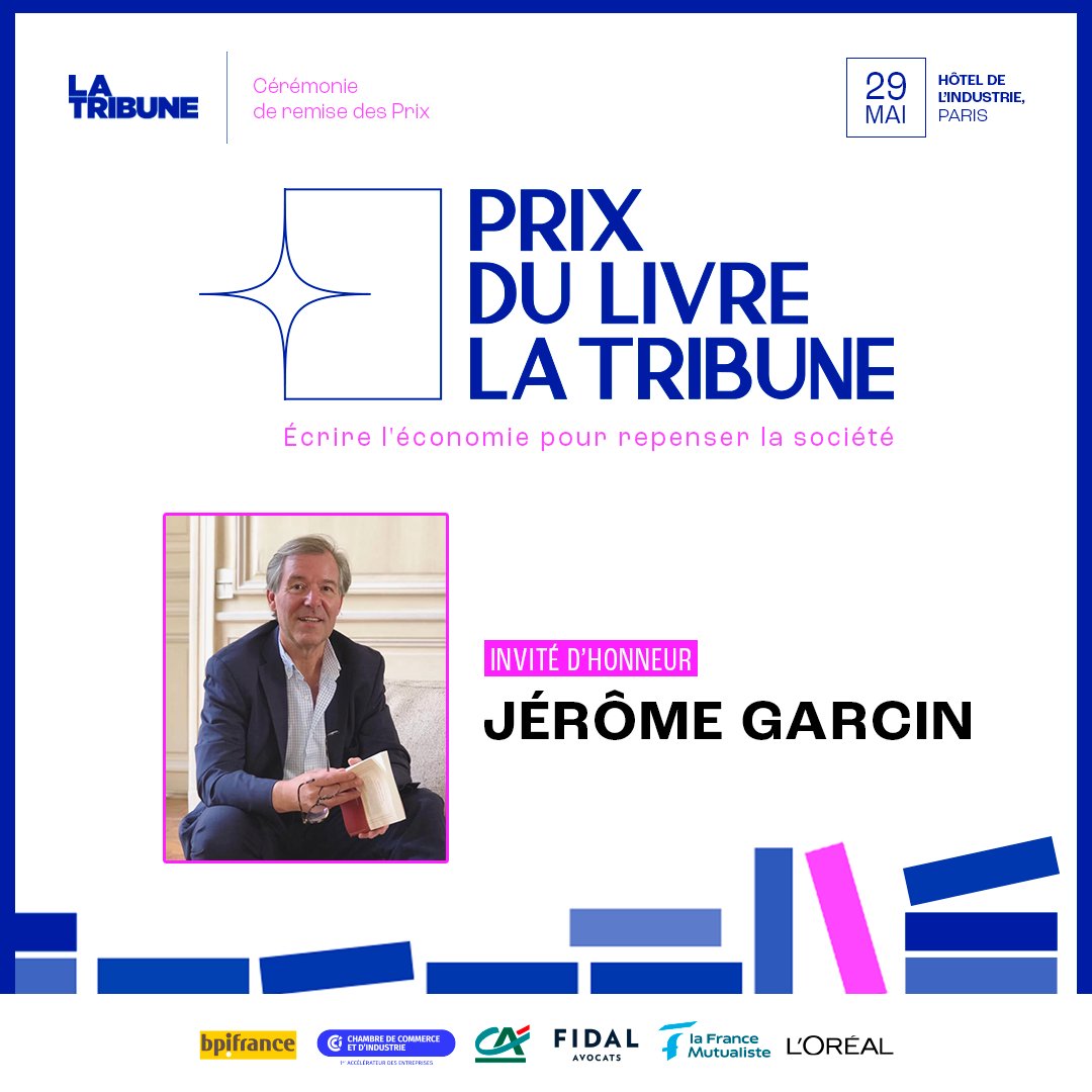 J-1 #PrixduLivreLaTribune📚 🗓️ RDV demain à l’Hôtel de l’Industrie à #Paris pour découvrir le palmarès avec notre invité d'honneur Jérôme Garcin, journaliste et écrivain. Un moment à ne pas manquer pour célébrer la littérature ! 📖🎊 Dernières places 🎫👉