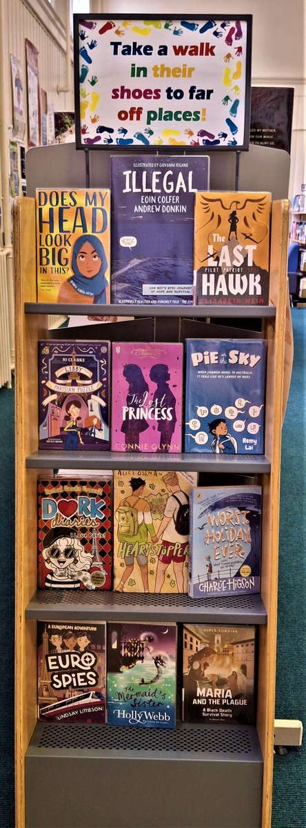 This week's display invites you to take a walk in someone else's shoes - to another country. All books set in places such as Brazil, France, Italy and Africa and more. Go places without leaving your couch! #ReadingForPleasure #BooksTakeYouPlaces