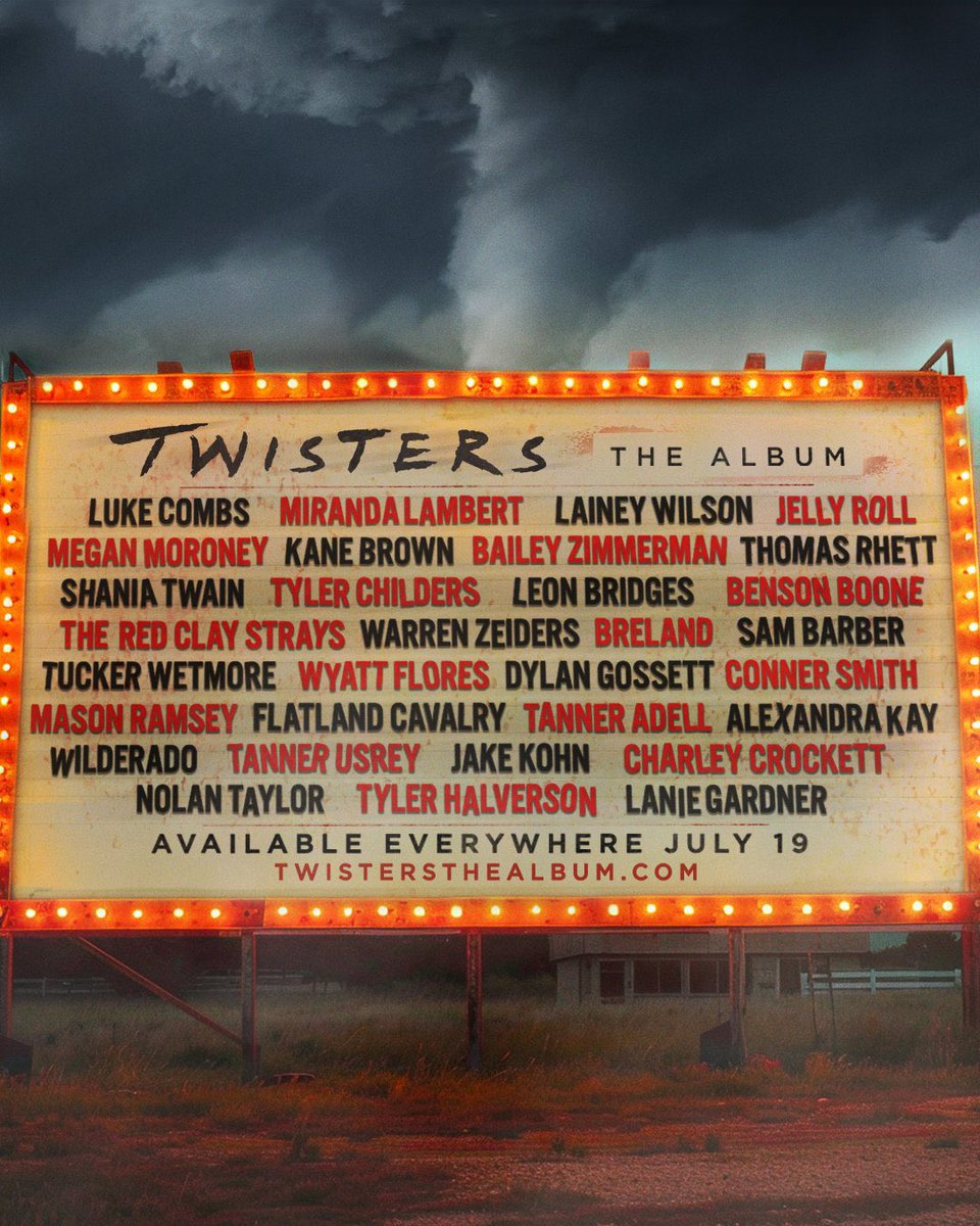 ICYMI Following on from the barnstorming track from @lukecombs a further song from the upcoming @Twistersmovie soundtrack album has been released, the excellent “Hell or High Water” from @baileyzimmerman