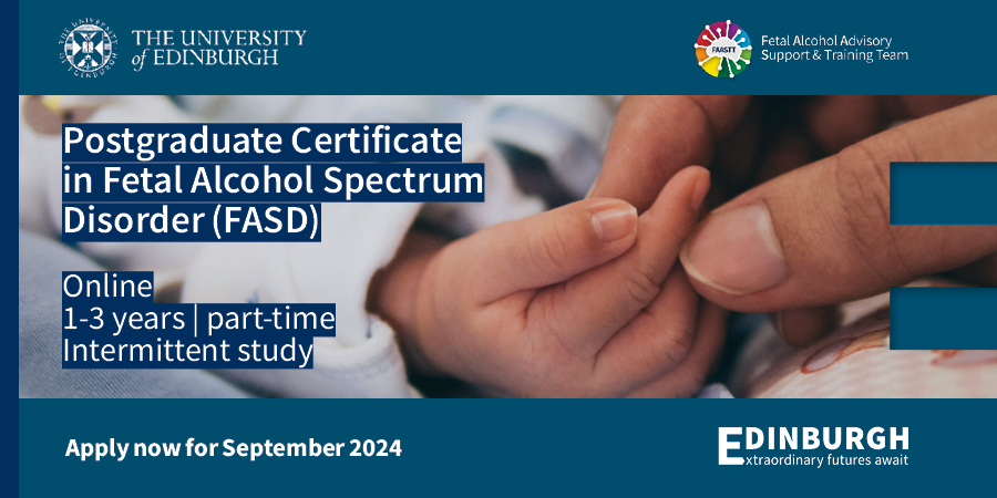 Experience in the assessment and diagnosis of FASD? Join a community dedicated to advancing knowledge and expertise in FASD with Europe’s first Postgraduate Certificate in Fetal Alcohol Spectrum Disorder (FASD). Find out more and apply: ed.ac.uk/health/study/p…