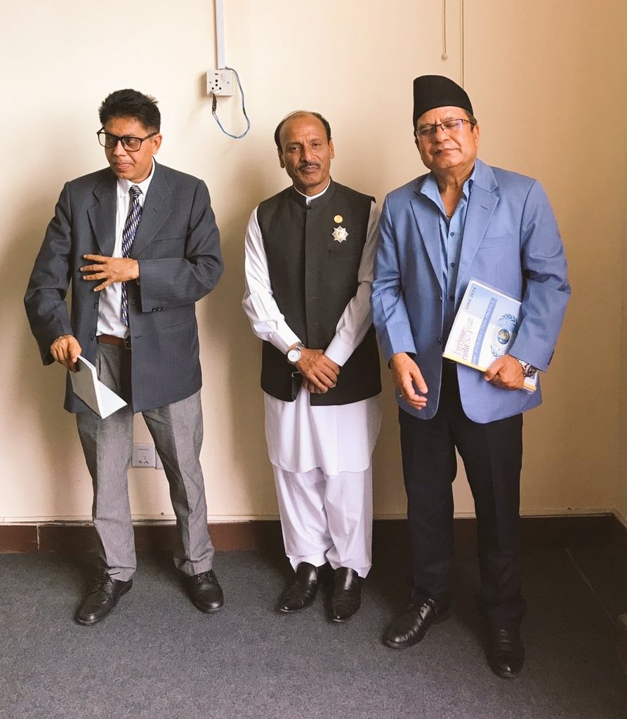 AmbassadorAminK's tweet photo. IHRC Chief holds a meeting with Honorable Member Manoj Duwady, Secretary Muralist Prasad Kharel &amp; other high officials of the National Human Rights Commission of Nepal (constitutional Body of Nepal).

Both sides discuss starting bilateral relationships between both organizations. https://t.co/JdMET0Xi7I
