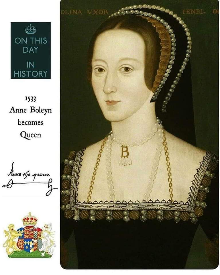 #onthisday 28 MAY 1533 Anne Boleyn becomes Queen of England Anne Boleyn (born, c. 1501 – d.19 May 1536) was Queen of England from 28 May 1533 – 17 May 1536 as the second wife of King Henry VIII & Marquess of Pembroke in her own right. Henry and Anne married on 25 January