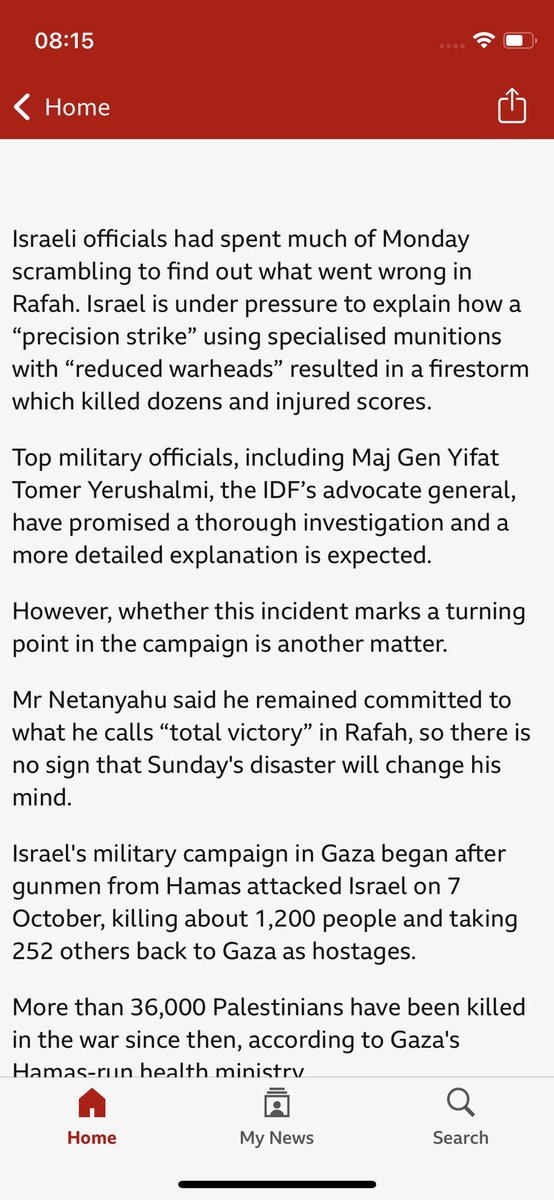 And this morning an article reporting as fact that ‘Israeli officials had spent much of Monday scrambling to find out what went wrong in Rafah’, while promoting trust in the promise of a ‘thorough investigation’ by Israel’s top military officials.