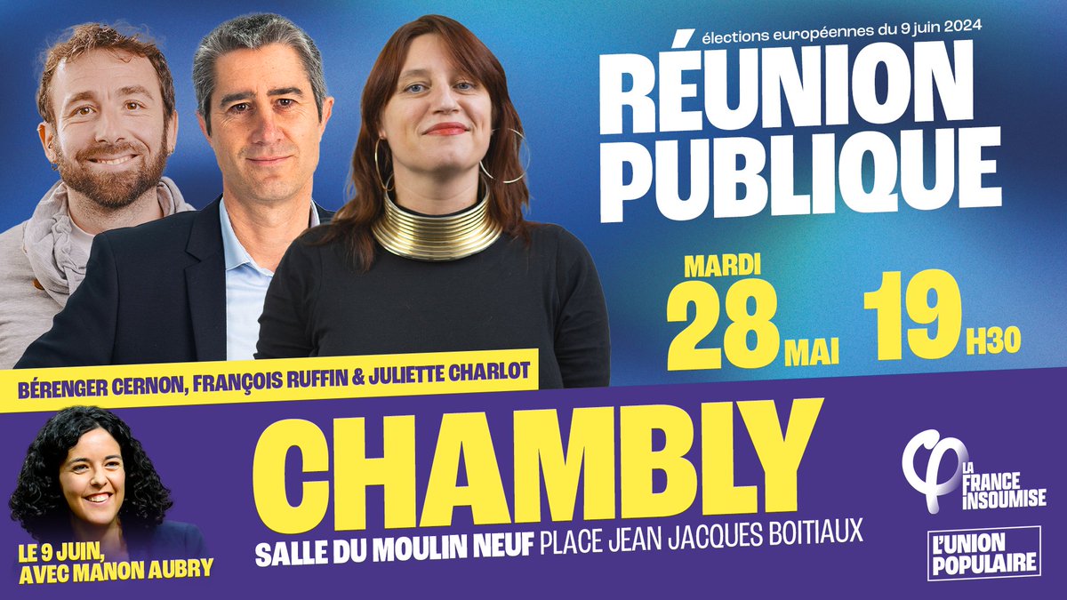 Avant la réunion publique, ce soir, à Chambly pour soutenir la liste de @ManonAubryFr, rendez-vous dès 14h, place d'Italie à Paris, dans le cortège de l'intersyndicale cheminote pour sauver le fret ferroviaire !
