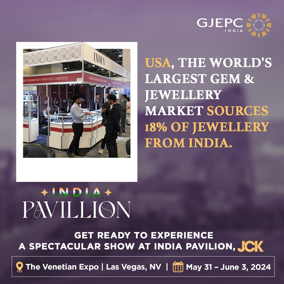 We are excited to announce the unveiling of the India Pavilion in @JCKEvents at The Venetian Expo in Las Vegas, Nevada from May 31st to June 3rd, 2024 An opportunity to showcase India's finest artistry and jewelry manufacturing prowess to the world Visit the India Pavilion at JCK