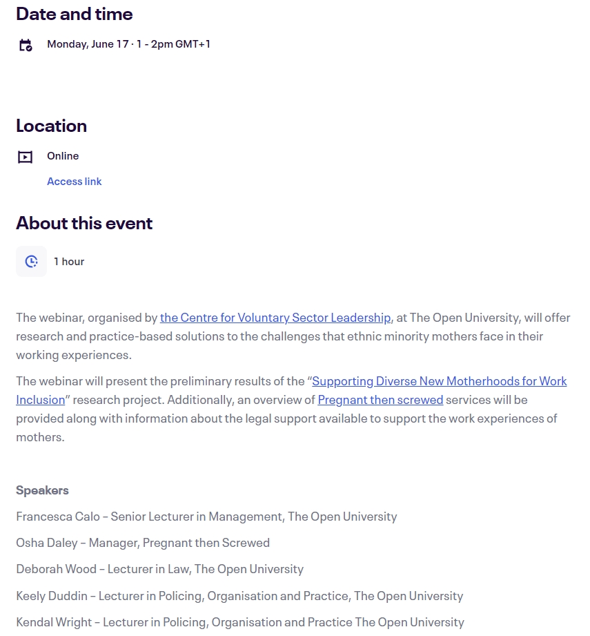 minzhang3's tweet image. If you are interested in #motherpenalty and #discrimination of mothers in workplace, especially for #minorityethinicity groups, join the free online webinar on 17th Jun 1-2pm GMT+1: eventbrite.co.uk/e/supporting-e…