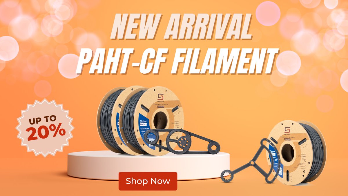 📷 New Release! 📷 Grab the advanced Fibreheart PAHT-CF, a PPA Nylon + Carbon Fiber filament, for ultimate strength & thermal stability. 20% off from 5/28-6/5. Don’t miss it! Amazon US: amazon.com/dp/B0CSP5WSPT #3DPrinting #AutomotiveInnovation #fdmprint #paht