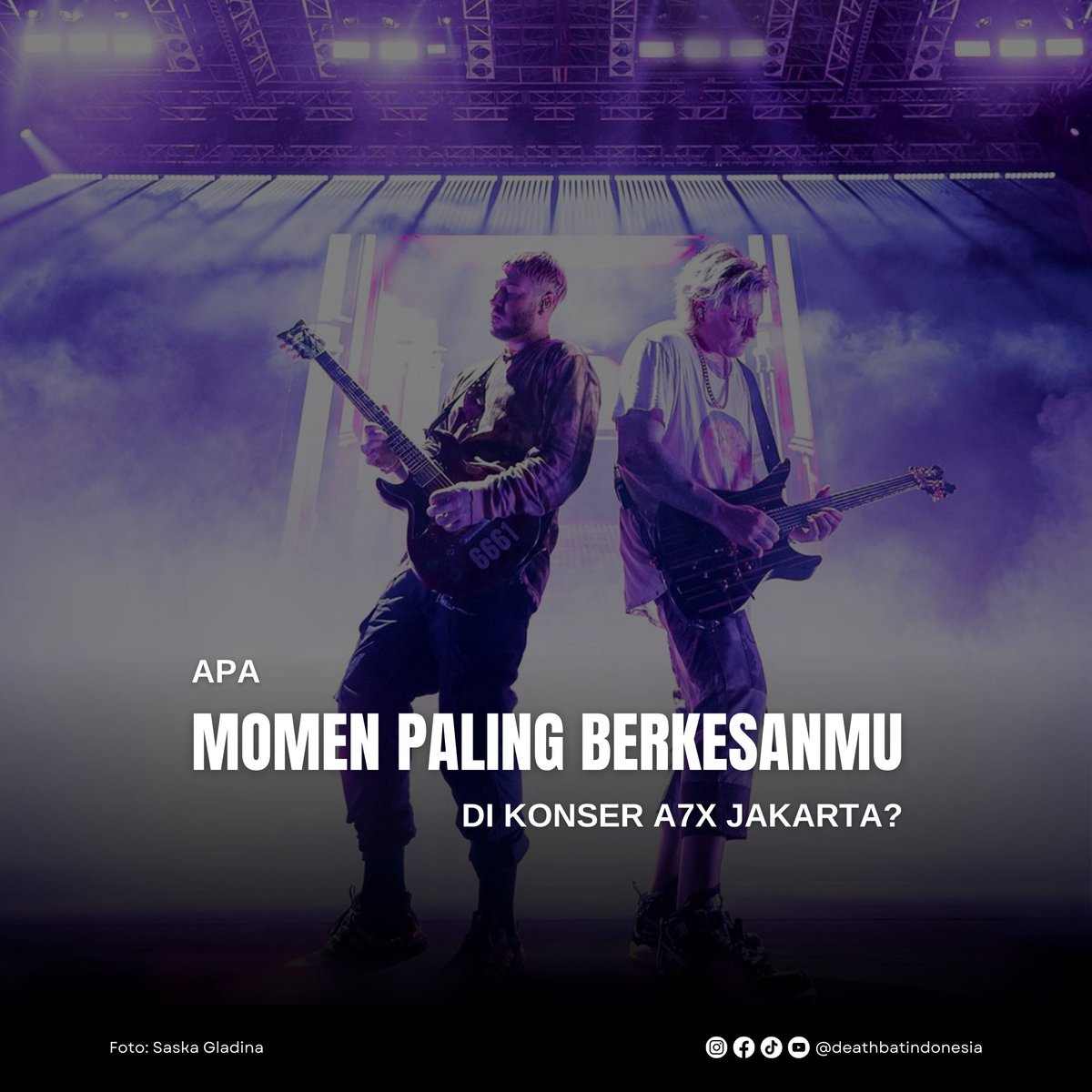deathbatID's tweet photo. What was your favorite moment at Avenged Sevenfold Live in Jakarta 2024?

Photo: Saska Gladiana
#DeathbatIndonesia #A7XJakarta #A7XJakarta2024 #A7XIndonesia #AvengedSevenfoldJakarta #AvengedSevenfold #TheOnlyStopInAsia #A7XFansIndonesia https://t.co/SIzytiqBGW