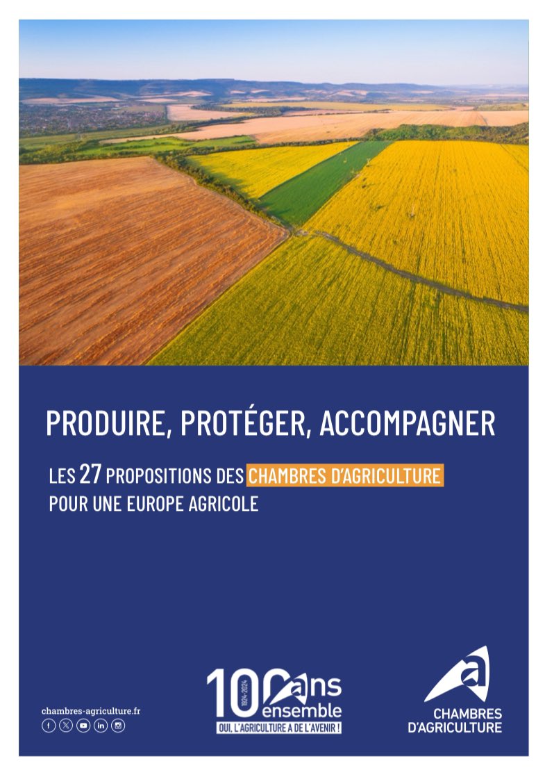 🗳️🇪🇺🚜 #GrandOral @reussir @cevipof | 'Agriculture & Europe | Retrouver le cap !' : #ElectionsEuropéennes2024, Retrouvez les 27 propositions des Chambres d’agriculture 👇
✅ Produire
✅ Protéger
✅ Accompagner
🔗 chambres-agriculture.fr/publications/t…