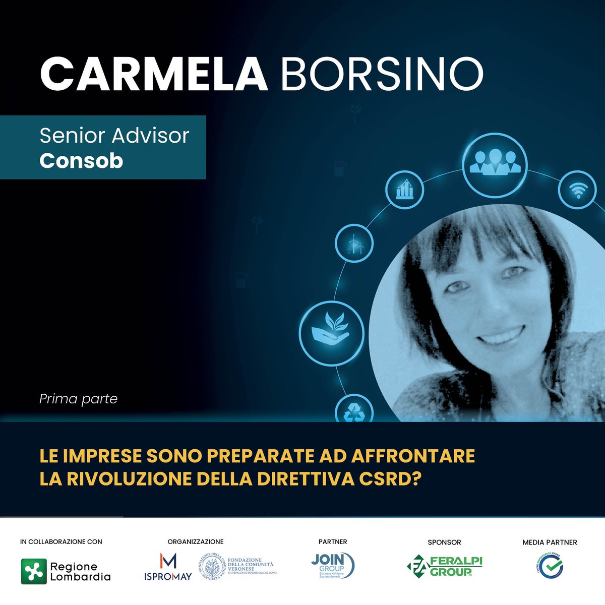 IsproMay's tweet photo. Le imprese sono preparate ad affrontare la rivoluzione della Direttiva CSRD?
Interviene Carmela Borsino, Senior Advisor di #Consob

#CSRD #ESG https://t.co/qqRqFhMyev