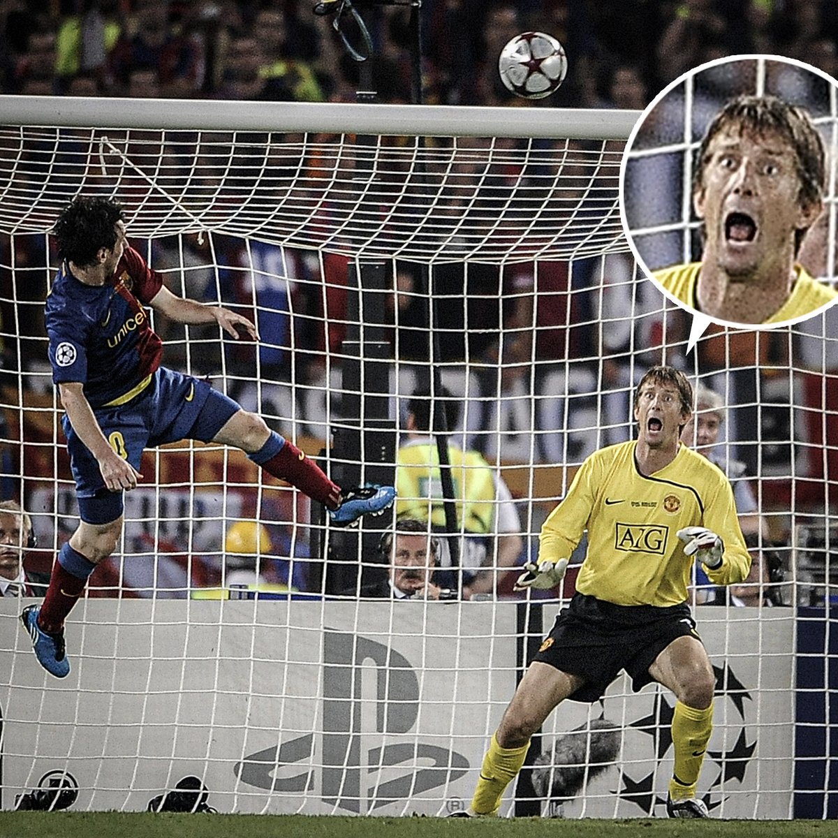 It's been 15 years since Edwin van der Sar discovered that Lionel Messi can jump 😯