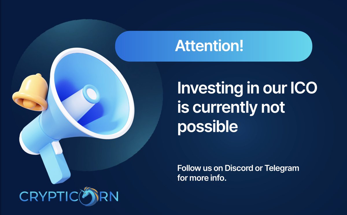 🚨 Attention! 🚨
Round 2 of our #ICO has filled up super fast. 🔥

🚨🚨Due to the technical changeover to round 3, it is currently not possible to participate in the tokensale. We will let you know in a few hours as soon as you can invest again.🚨🚨