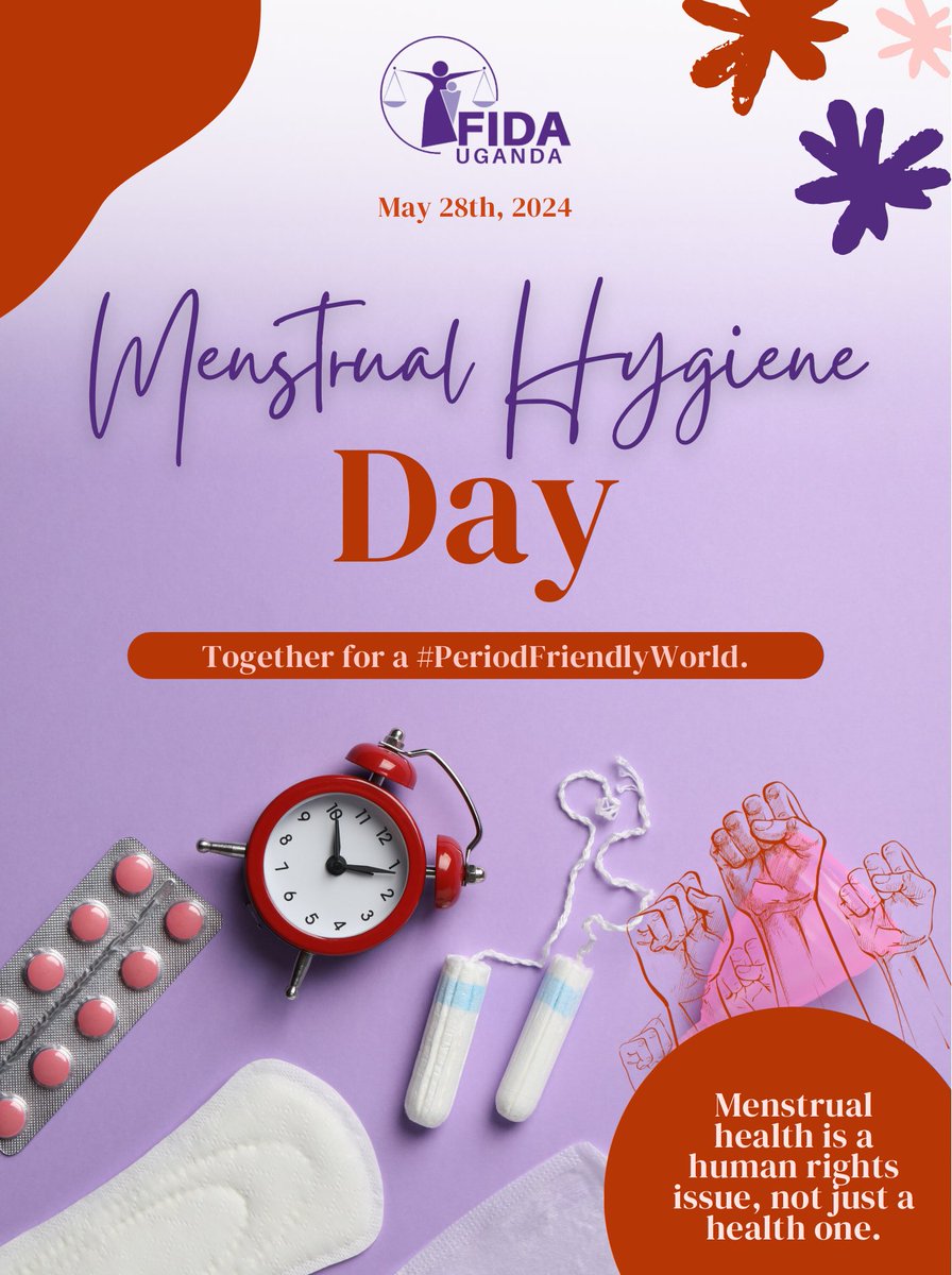 #MenstrualHygieneDay 🌸 #PeriodFriendlyWorld 🤝🩸 Essential elements for good menstrual health include; safe acceptable and reliable supplies to manage menstruation 🩲privacy to change and clean oneself 🏠 cleaning and washing facilities 🛀🧽🧼🚿 and information to make informed