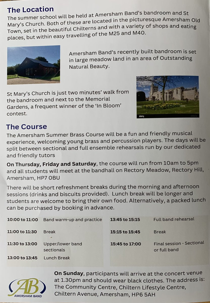 Amersham Band (@amershamband) on Twitter photo Are you aged between 11-21 and looking for a Brass Course to get your summer rocking? We are hosting our first ever course this July with guest tutors <a href="/fineartskaty/">Katy Jones</a> and @MikeMikelovatt joining <a href="/paulfishermusic/">Paul Fisher</a> <a href="/AshHorton1/">Ash Horton</a> <a href="/deewallerbox/">Deirdre Waller-Box 🎶🛫🇳🇿</a> and <a href="/PeachMalcolm/">Malcolm PEACH</a> for 4 days of fun! Are you aged between 11-21 and looking for a Brass Course to get your summer rocking? We are hosting our first ever course this July with guest tutors <a href="/fineartskaty/">Katy Jones</a> and @MikeMikelovatt joining <a href="/paulfishermusic/">Paul Fisher</a> <a href="/AshHorton1/">Ash Horton</a> <a href="/deewallerbox/">Deirdre Waller-Box 🎶🛫🇳🇿</a> and <a href="/PeachMalcolm/">Malcolm PEACH</a> for 4 days of fun!
