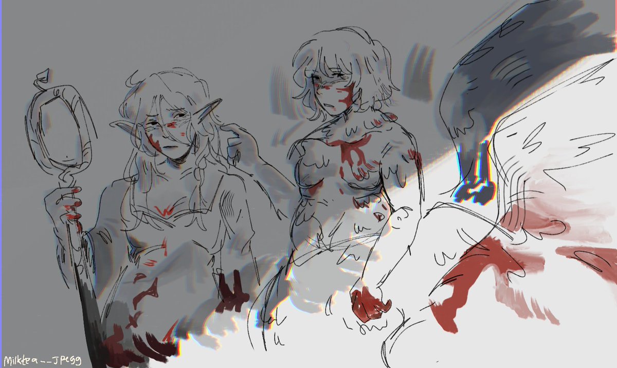 TW: Blood(?) . . Non genshin art, I have a feeling I will lose my audience:[[ #Farcille #dungeonmeshi