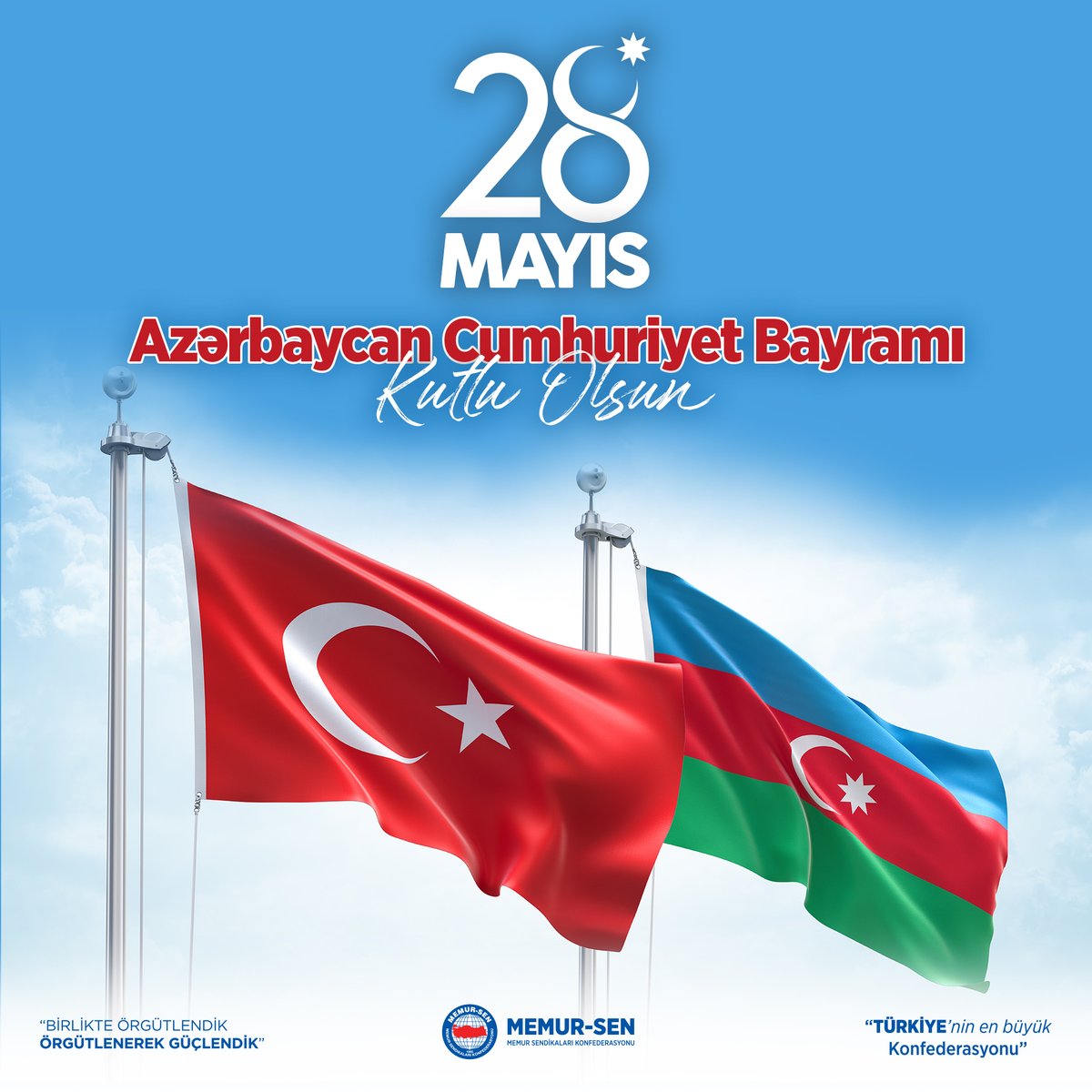 Dost ve kardeş ülke Azerbaycan'ın 28 Mayıs Cumhuriyet Bayramı kutlu olsun🇹🇷 Dost və qardaş ölkə Azərbaycan'ın Respublika Günü mübarək olsun🇦🇿 #ikidevletbirmillet