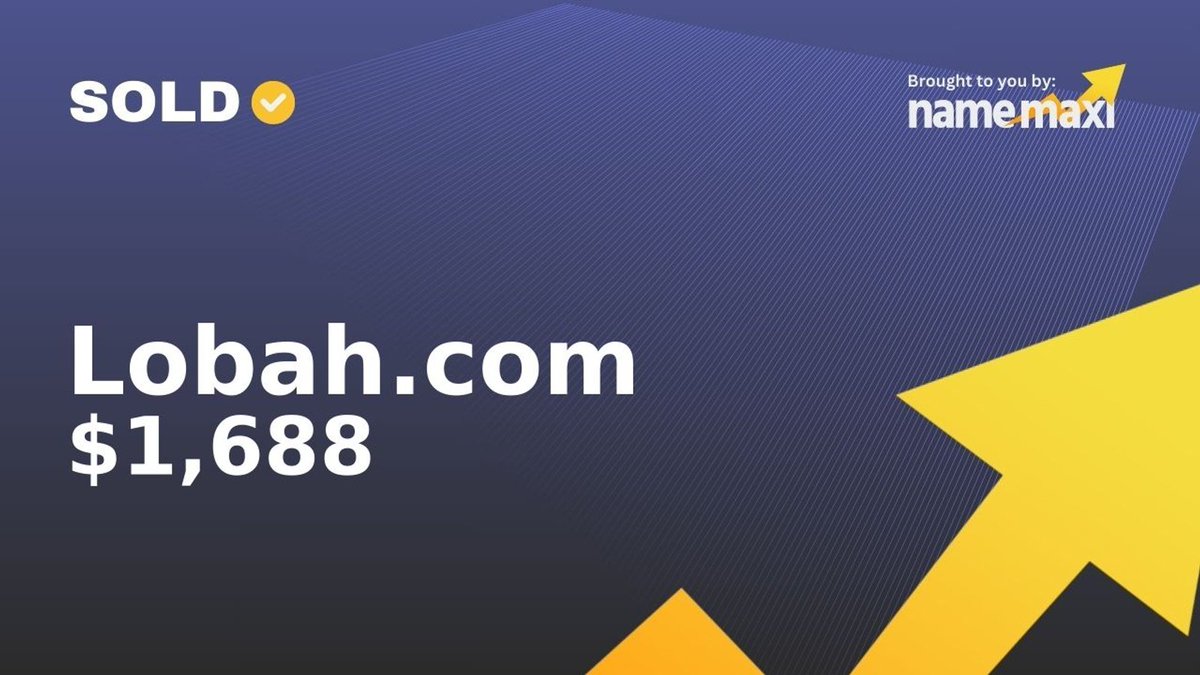 Domain Sold!
✅Lobah․com sold for $1,688
🛒Sold via BuyDomains
📅May 27, 2024

Similar domains:
namemaxi.com/suggestion?sea…