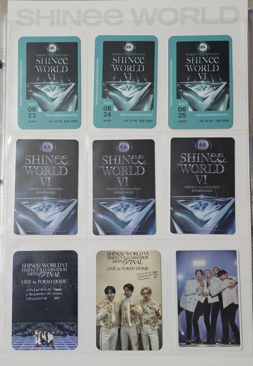 SHINee WORLD VI
나의 첫 샤이니 콘서트 백설콘주 
언젠가 꼭 가보고싶던 샤이니 도쿄돔 
완전체로 맞이한 앙콘 드래콘볼
샤이니의 여섯번째이자 나의 처음인 한 챕터가 마무리된 기분이네
오랫동안 기분좋게 추억할 페이지가 채워졌으니 이제 다시 시작해 보자💕