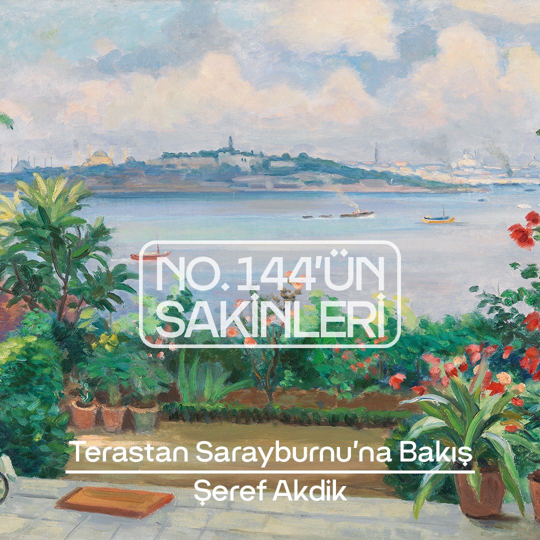 No. 144’ün Sakinleri’nin yeni bölümünde Şeref Akdik’in “Terastan Sarayburnu’na Bakış” adlı eseri yer alıyor. 🌺 Salacak’tan Sarayburnu’na doğru bakılarak resmedilen tabloda, İstanbul denince akla düşen neredeyse her imgeyi seçmemiz mümkün. Şeref Akdik’in 1960 yılında resmettiği