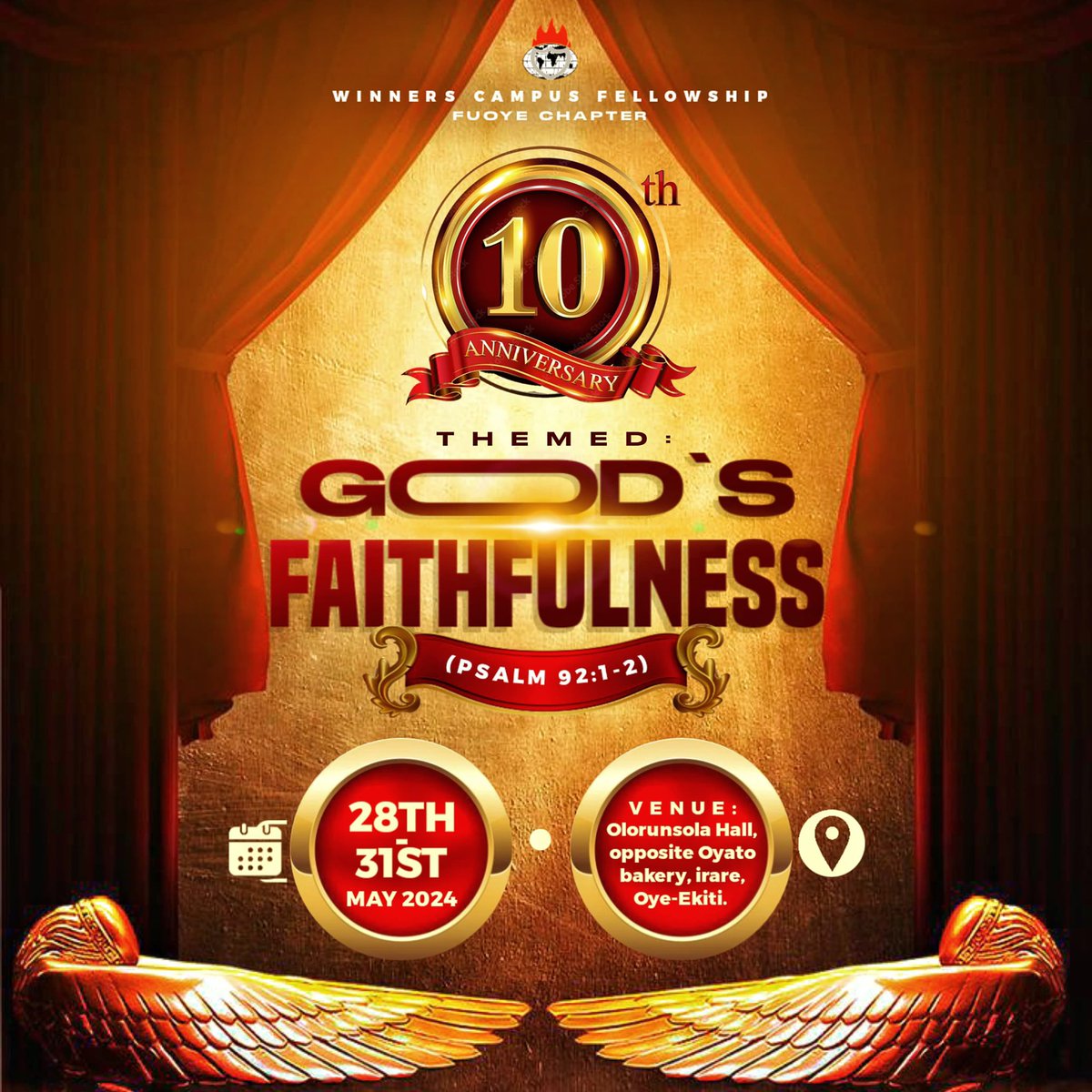 Today we begin celebrating God’s Faithfulness over winners campus fellowship. It’s our 10th Anniversary