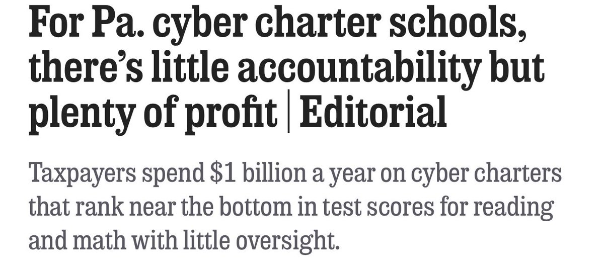 Tim DeFoor is missing in action. He FAILED to hold PA cyber charter schools accountable for their poor performance and financial mismanagement. Our students deserve better. Pennsylvania deserves a watchdog that actually works. 

inquirer.com/opinion/editor…