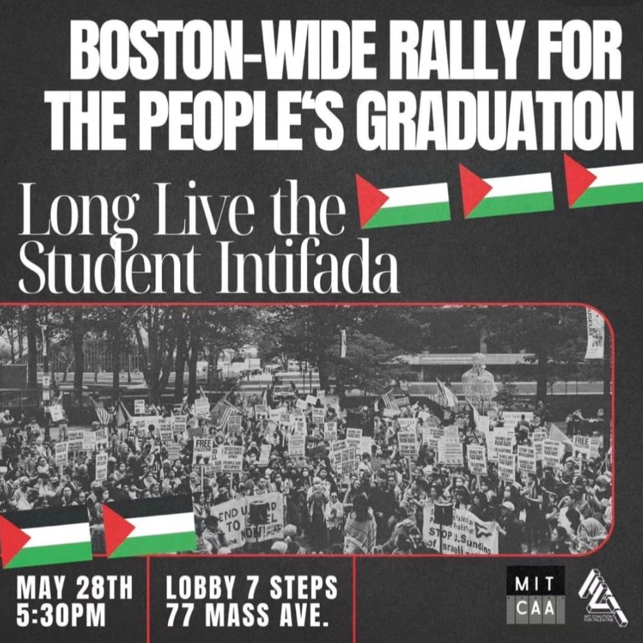 Happening TODAY at 5:30! Show up for Rafah, show up for the Student Intifada at 77 Mass Ave.