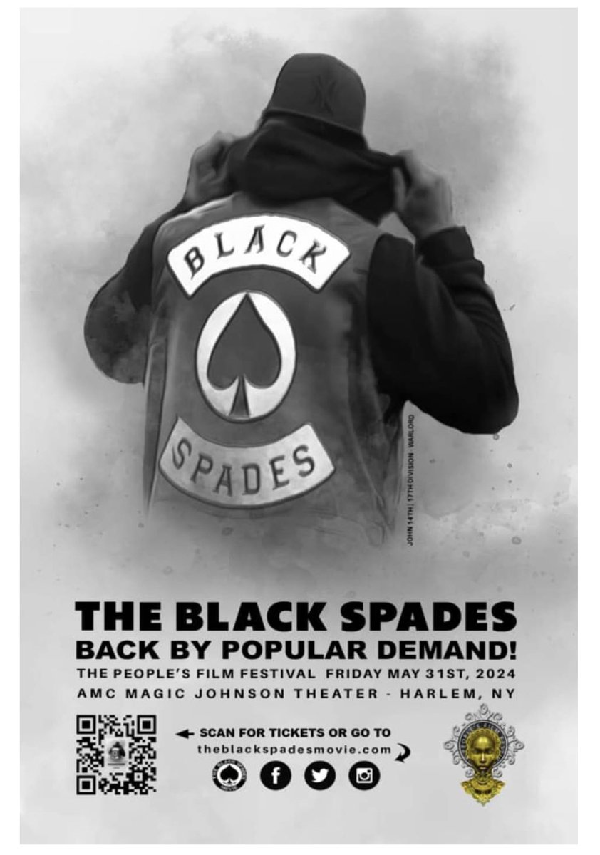 Harlem bound this weekend for the documentary on the legendary and notorious NYC gang, The Black Spades! Their rich history intertwines w the origin of hip hop! Come thru n see this important historical piece! #ImAPioneer #BlackSpades #HipHopHistory