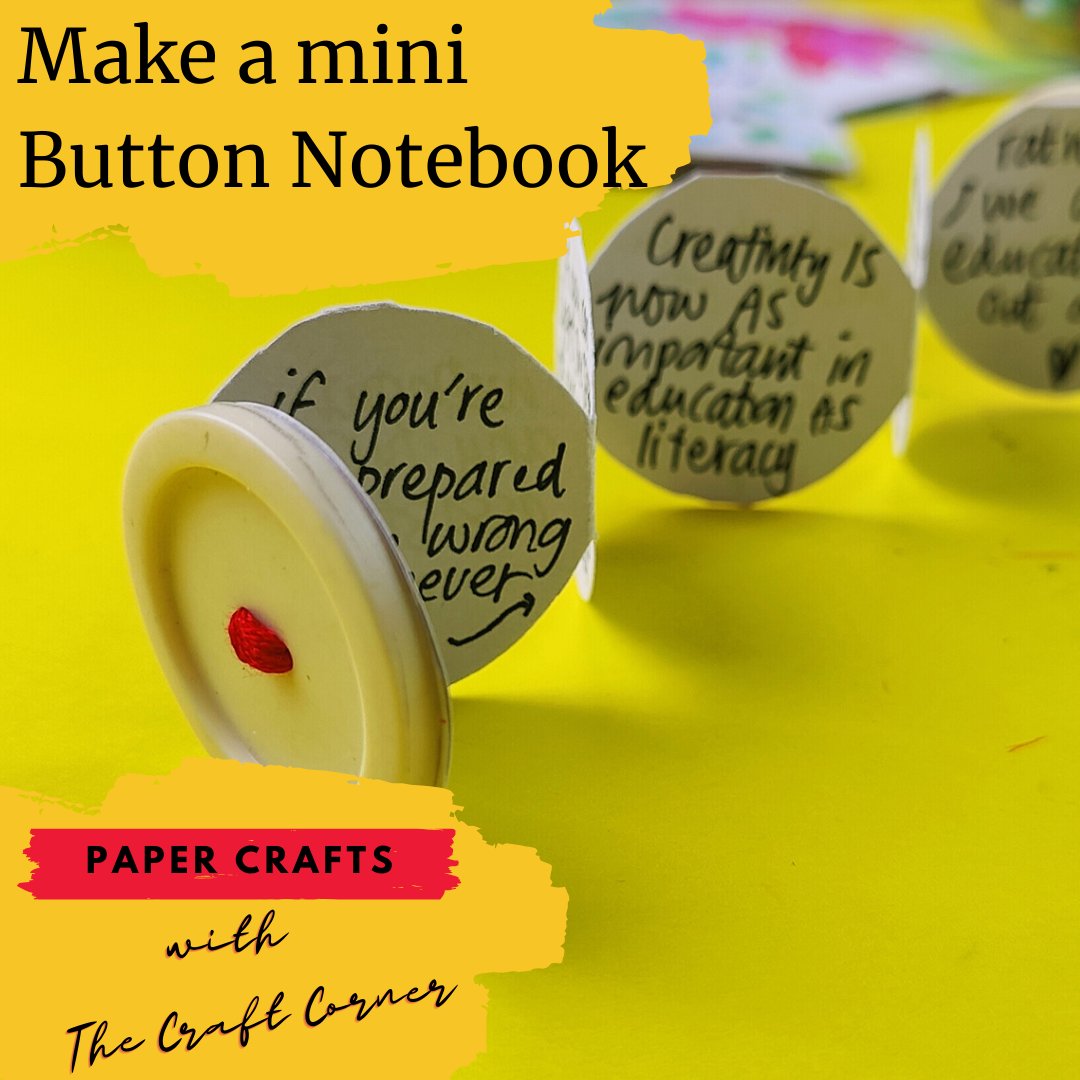 the_craftcorner's tweet photo. Possibly the cutest little notebook in the world? 

I created a how to video over on youtube for how to make your own button notebook. 

Very simple in terms of materials, I filled mine with #kenrobinson quotes. Because its Sir Ken! 

https://t.co/pCVXAyx7nC https://t.co/VXVUroiRBN