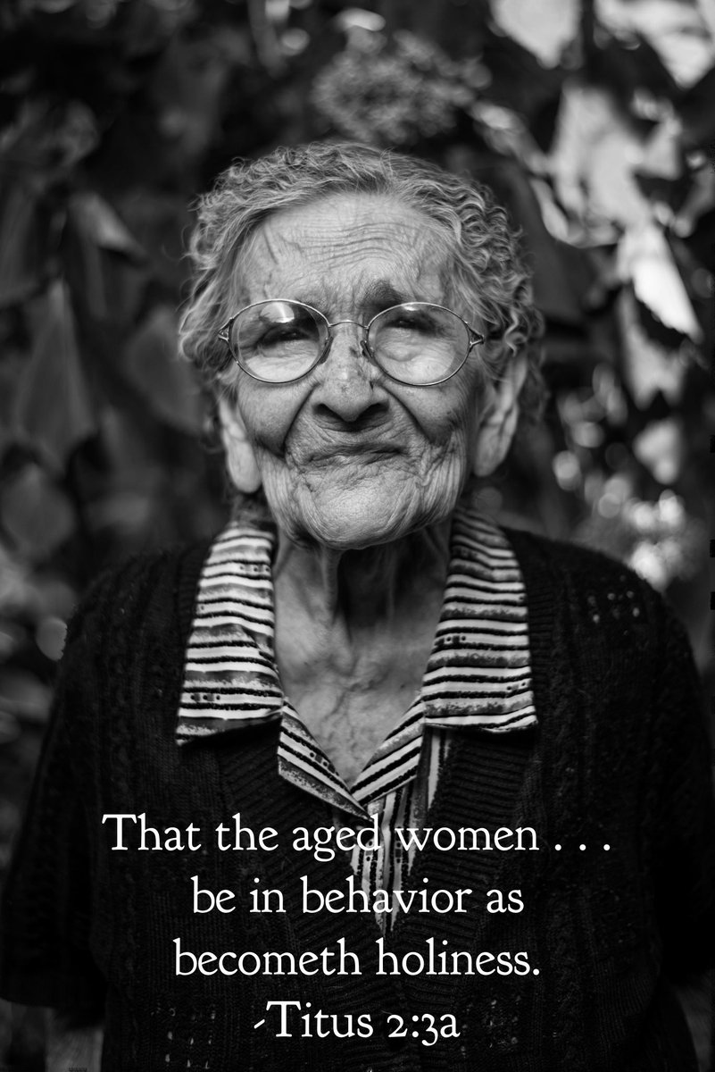 “The aged women likewise, that they be in behaviour as becometh holiness, not false accusers, not given to much wine, teachers of good things” (Titus 2:3). #godlywomen