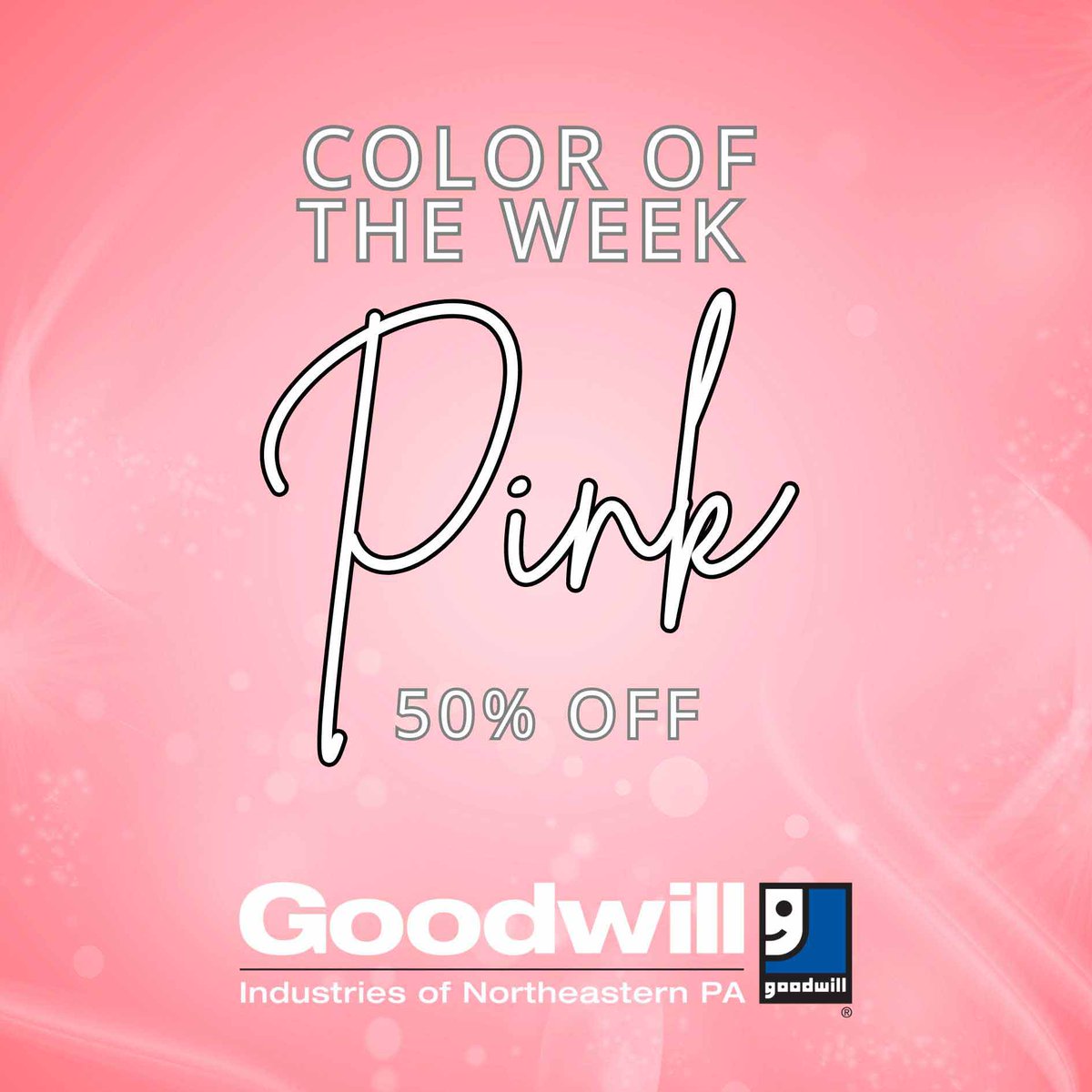 This week's 50% off color of the week is
🌺PINK🌺
#HappyThrifting #GoodwillofNEPA