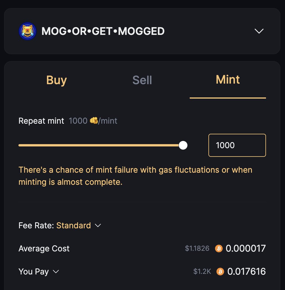 Stop Having Trouble Splitting UTXOs!

RuneGo - No need to split UTXOs in advance. During the minting process, #RuneGo tool will automatically split them to ensure the most efficient and cost-saving solution.

E.g. #Runes MOG•OR•GET•MOGGED @MogCoinEth Live Minting Now