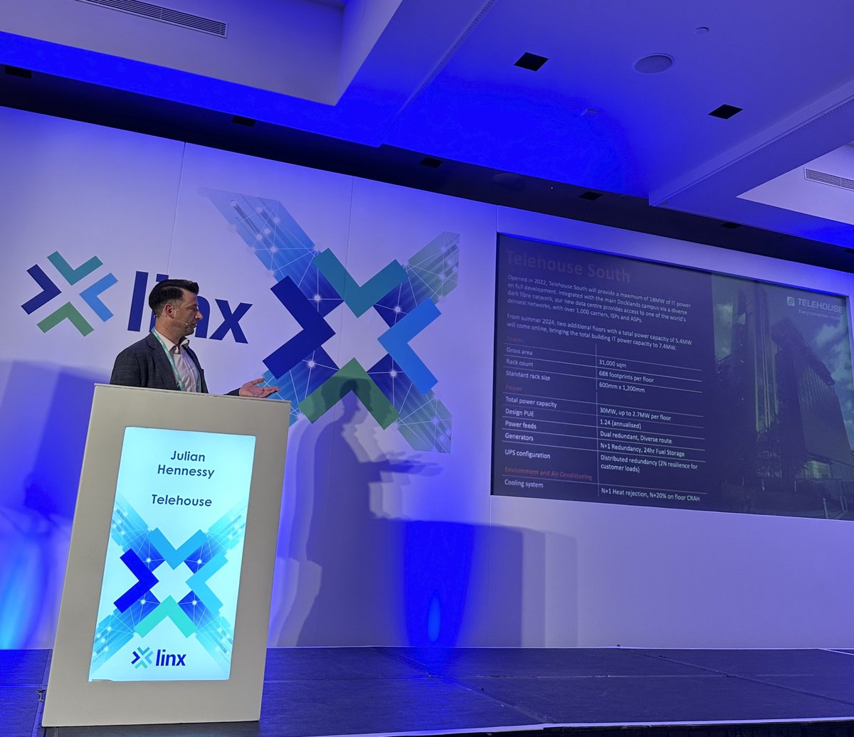 London Internet Exchange (LINX) (@linx_network) on Twitter photo We welcome LINX data centre partner <a href="/TelehouseEurope/">Telehouse Europe</a> to the #LINX122 stage. Julian Hennessy is Projects Director and is giving an overview of the retrofitting of the Telehouse South facility. linx.net/linx122 We welcome LINX data centre partner <a href="/TelehouseEurope/">Telehouse Europe</a> to the #LINX122 stage. Julian Hennessy is Projects Director and is giving an overview of the retrofitting of the Telehouse South facility. linx.net/linx122