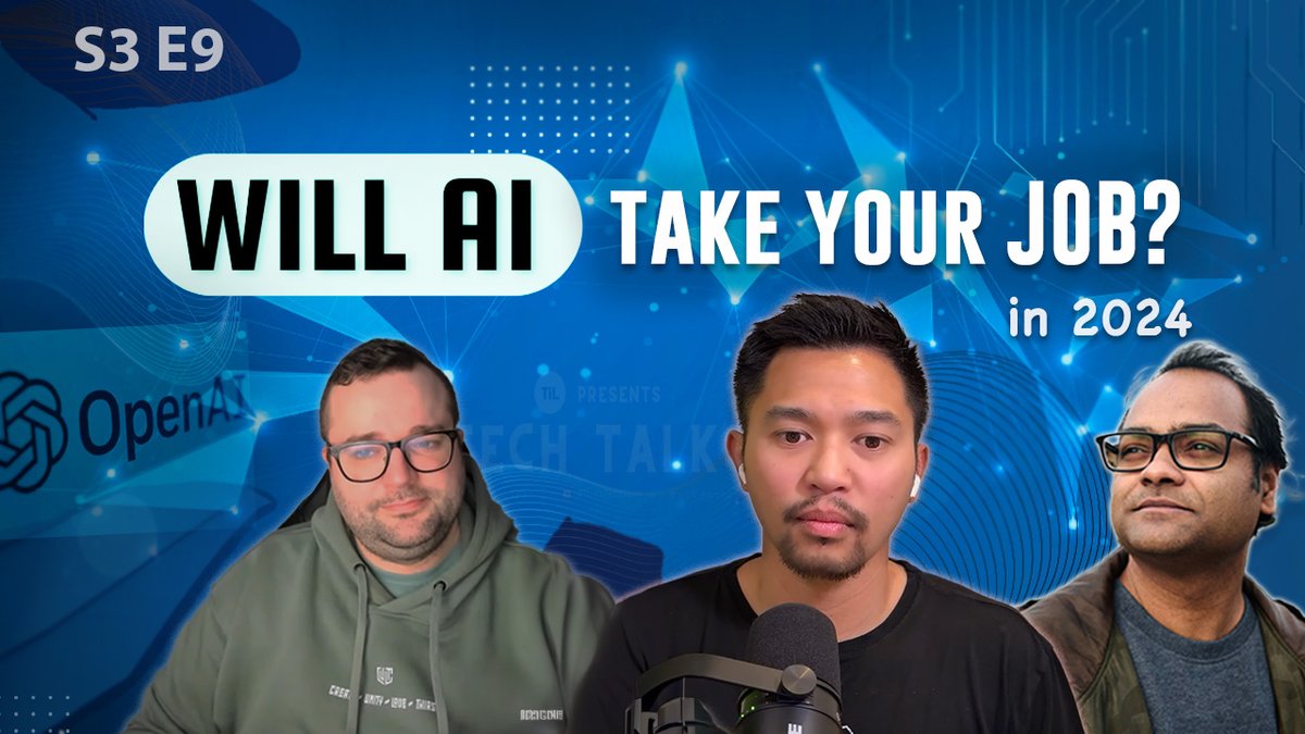 This Is Tech Talks (@thisistechtalks) on Twitter photo Episode 9 of <a href="/ThisIsTechTalks/">This Is Tech Talks</a> is live. We had the honor of discussing How AI will impact Jobs in Tech with
<a href="/chris__sev/">Chris Sev</a>
With our co-hosts <a href="/SantoshYadavDev/">Santosh Yadav</a> <a href="/LayZeeDK/">Lars Gyrup Brink Nielsen @LayZee@mastodon.nu</a>
cc: <a href="/JayCooperBell/">🦋 jaycooperbell.dev</a> <a href="/SonuKapoor1978/">Sonu Kapoor</a>
Full episode available on: youtu.be/7MtCeP5Vz1o Episode 9 of <a href="/ThisIsTechTalks/">This Is Tech Talks</a> is live. We had the honor of discussing How AI will impact Jobs in Tech with
<a href="/chris__sev/">Chris Sev</a>
With our co-hosts <a href="/SantoshYadavDev/">Santosh Yadav</a> <a href="/LayZeeDK/">Lars Gyrup Brink Nielsen @LayZee@mastodon.nu</a>
cc: <a href="/JayCooperBell/">🦋 jaycooperbell.dev</a> <a href="/SonuKapoor1978/">Sonu Kapoor</a>
Full episode available on: youtu.be/7MtCeP5Vz1o
