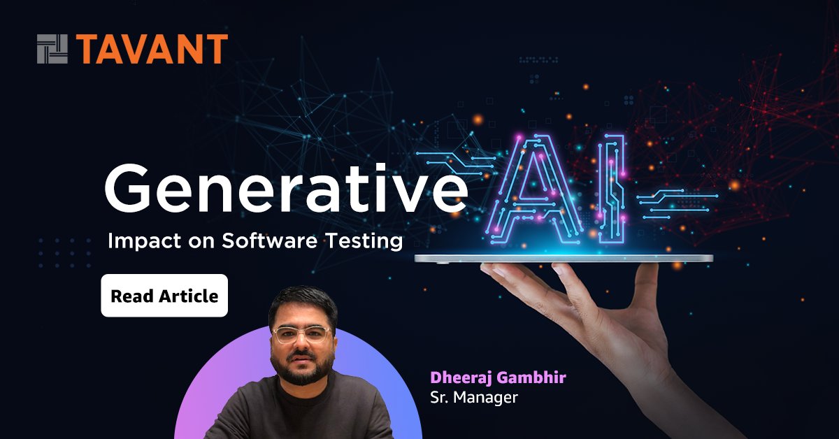 Tavant's tweet image. Learn from our QA expert, Dheeraj Gambhir, how #GenerativeAI aims to enhance the capabilities of human #testers, not render them obsolete.

Read More: bit.ly/3VjyKhR

#GenAI #AI #softwaretesting #softwaredevelopment