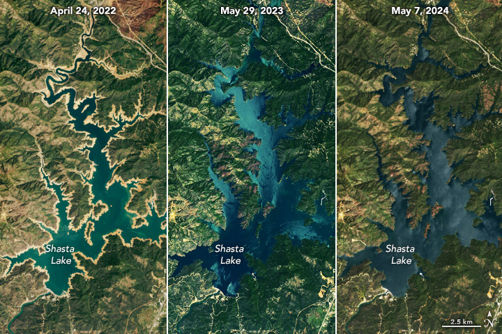 Free refills?

Two consecutive wet winters in Northern California provided enough water to fill up Shasta Lake for the second year in a row. The lake is California’s largest reservoir. #Landsat imagery like these helps scientists surface water resources.
go.nasa.gov/3yzHGYF