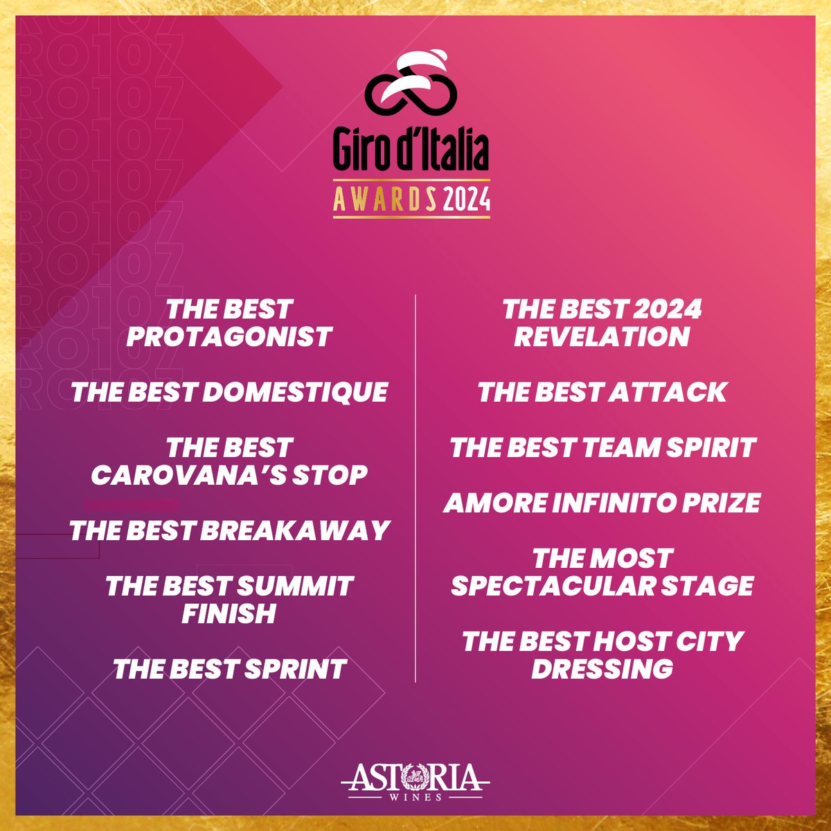 🏆 The 'Giro d'Italia Awards' are back ! 12 categories, each with 2 nominees. You can vote your favorite nominee through our Instagram Stories starting tomorrow at 12 noon! . 🏆 Tornano i “Giro d’Italia Awards”! 12 categorie, ognuna con 2 candidati. Potrai votare attraverso le