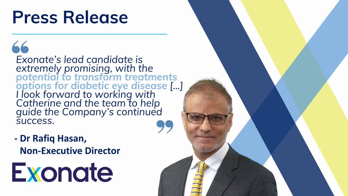 We’re pleased to welcome Dr Rafiq Hasan to our Board.

Rafiq’s extensive knowledge of the #ophthalmology sector and treatment strategies for diabetic eye disease will help to guide our strategy as we progress towards our CLEAR-DE phase IIb #clinical trial: rb.gy/nweo7p