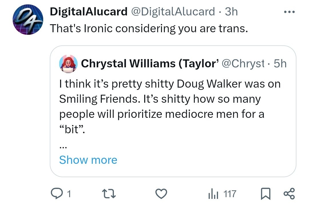 Chrystal is right.

And she is receiving a massive amount of backlash for her correct opinions by Doug Walker fans who cannot understand why someone wouldn't worship at his feet after the.... everything.