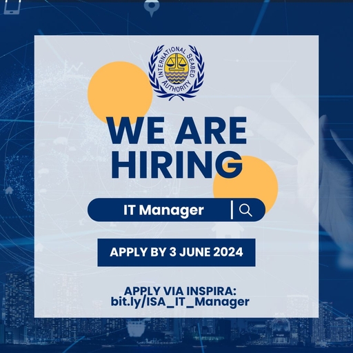 ❗Last days to apply! ISA is seeking a dynamic individual to join our team as Information Technology Officer (P4 level).

Apply by 3 June at: bit.ly/ISA_IT_Manager

#ITManager #TechLeadership #InnovationAtWork #JobOpportunity #Jobs