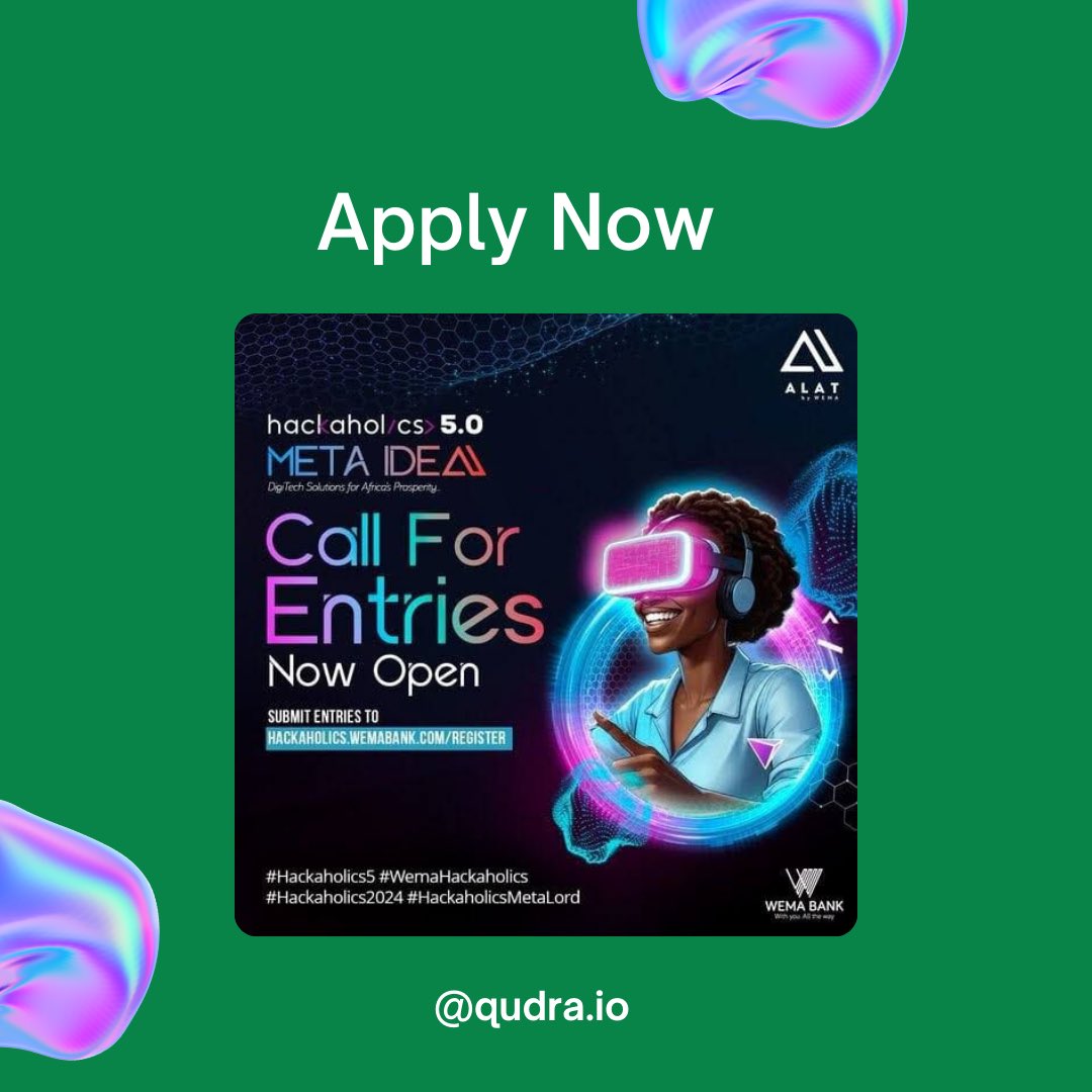 Take advantage of this opportunity by @wemabank @alat_ng 

Don’t forget to RT this for those who would find it useful as well🚀

Would you like us to keep sharing opportunities you can apply to?

Let us know👇🏽

-

#opportunitiescircle 
#businessopportunityforwomen 
#hackathon