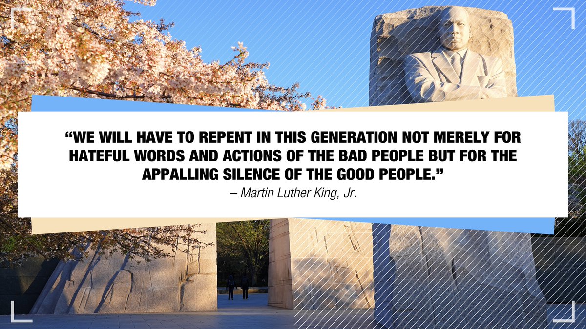 “We will have to repent in this generation not merely for hateful words and actions of the bad people but for the appalling silence of the good people.” – Martin Luther King, Jr. #MotivationMonday