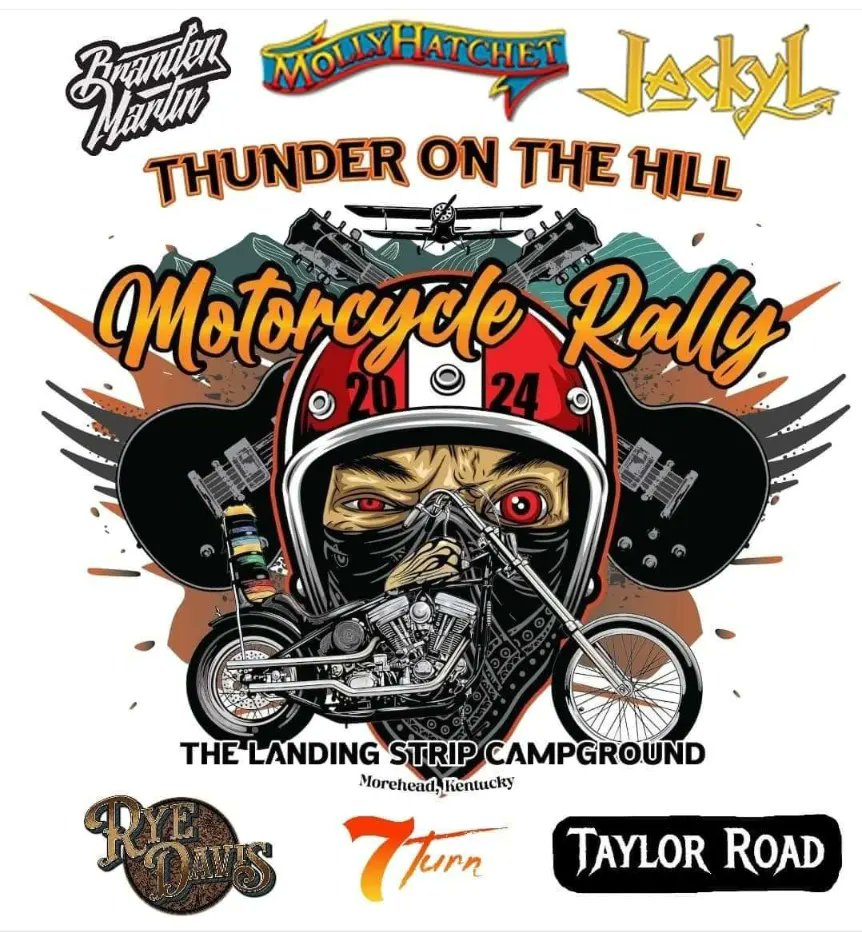 Thunder on the Hill Motorcycle Rally Sep 26-28 at the Landing Strip in Morehead, Kentucky 
#motorcyclerally #bikerrally #biker #motorcycle #motorcyclist #kentucky