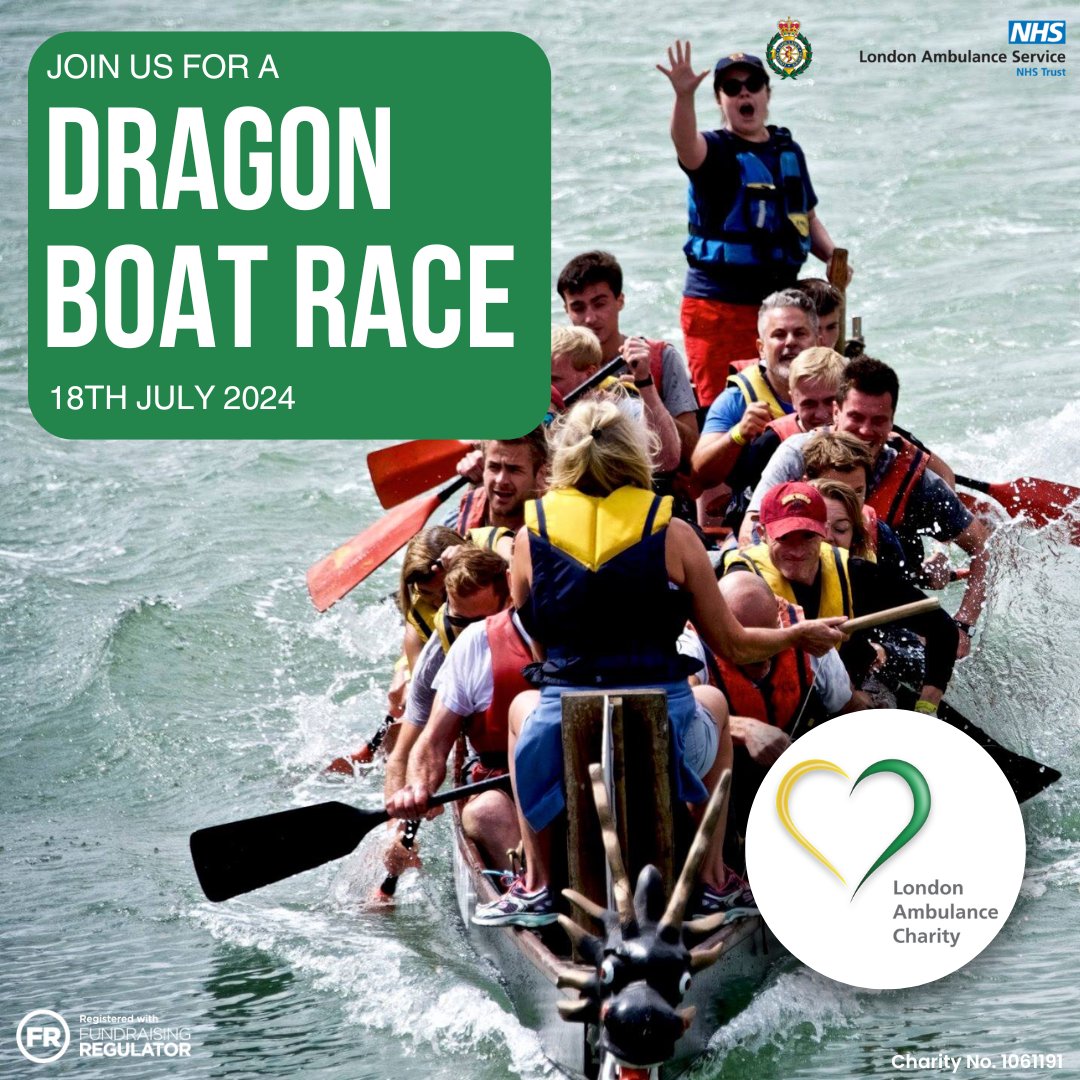 Ready to help our #TeamLAS Charity fund life-saving health campaigns and staff wellbeing initiatives? Get involved in our Dragon Boat Race 🔽 🗓️ 18 July 2024 🌟Recruit a team of 11 🌟Fundraise £150 each 🌟Race to be named Champions Sign up ➡️ londamb.lascharity@nhs.net