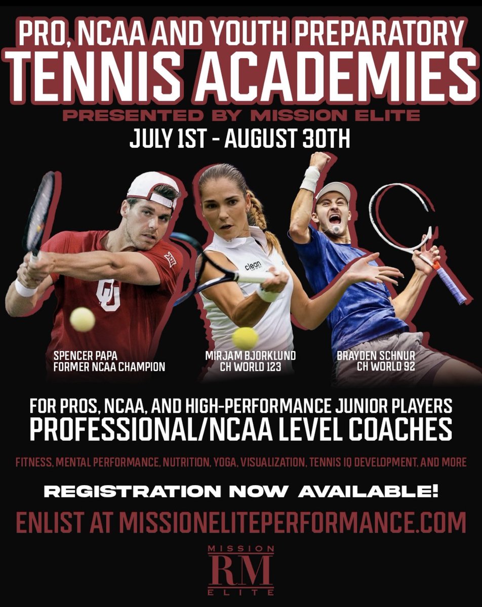 Mission_Elite's tweet photo. Mission Elite’s Summer Tennis Academies registration is now available🚨‼️🚨

Get your spot now at https://t.co/mBkNZvkSw5

#MissionElite #MissionEliteAcademy #MissionEliteMentality #MissionEliteRecruiting https://t.co/Bzq40UqkQ2