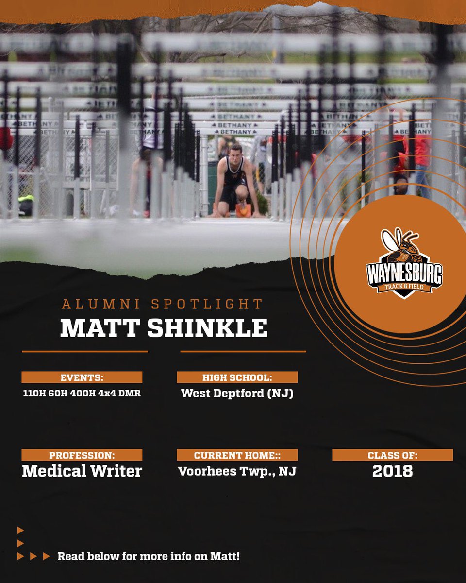 ALUMNI SPOTLIGHT Matt Shinkle- Class of 2018 “Growing up about 6 hours away from Waynesburg and still living in the same area now, I find myself missing my old coaches and teammates often. It was such a luxury to have my friends & teammates down the hall for 4 years.”